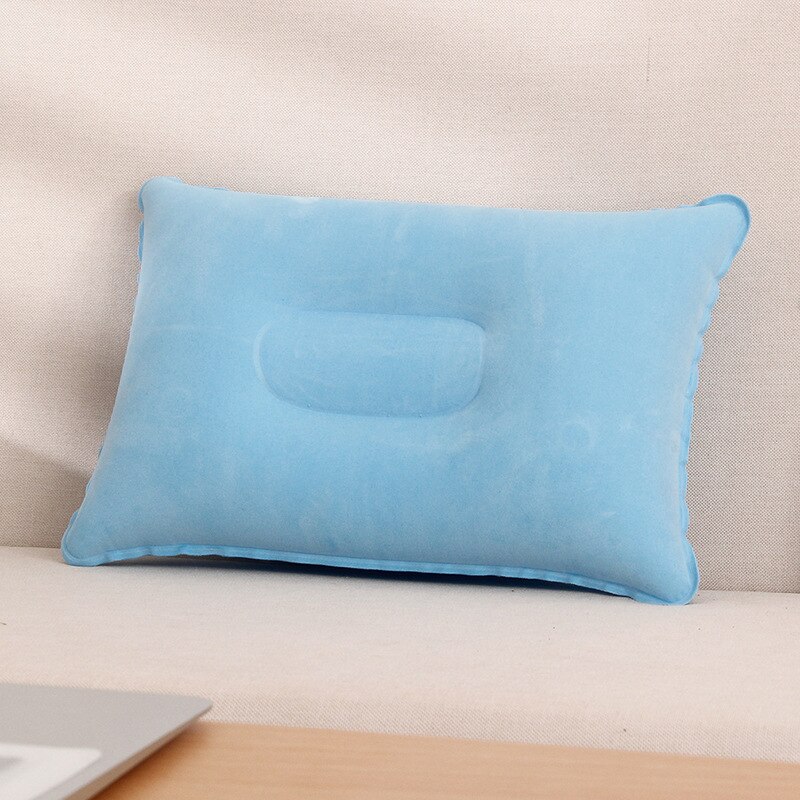 Portable Inflatable Pillow Travel Air Cushion Double Sided Flocking Cushion Camp Beach Car Plane Hotel Head Rest Bed Sleep
