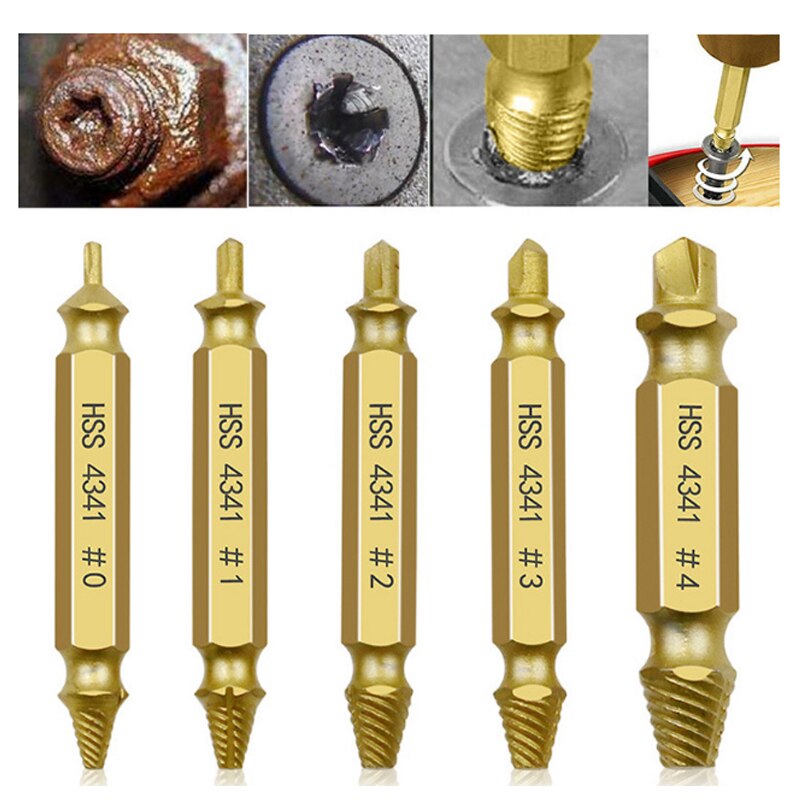 HHS Double Ended Screw Extractor Damaged Screw Extractor Drill Bit Extractor Drill Set Broken Speed Out Bolt Extractor Bolt Stud