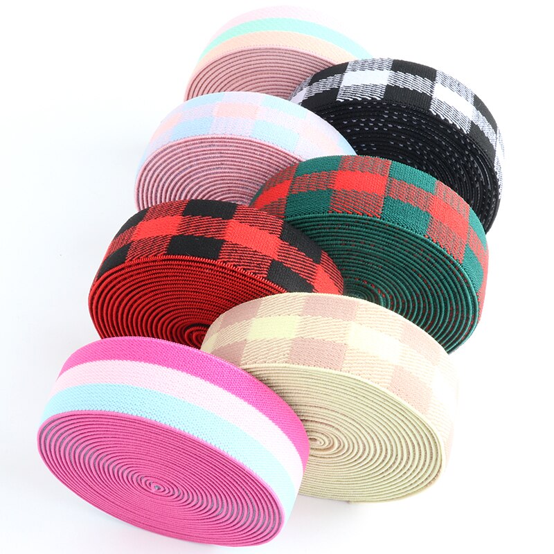 25mm elastische band rooster print patroon rubber band kleding tassen huishoudtextiel naai accessoires doe-het-zelf 1 meter