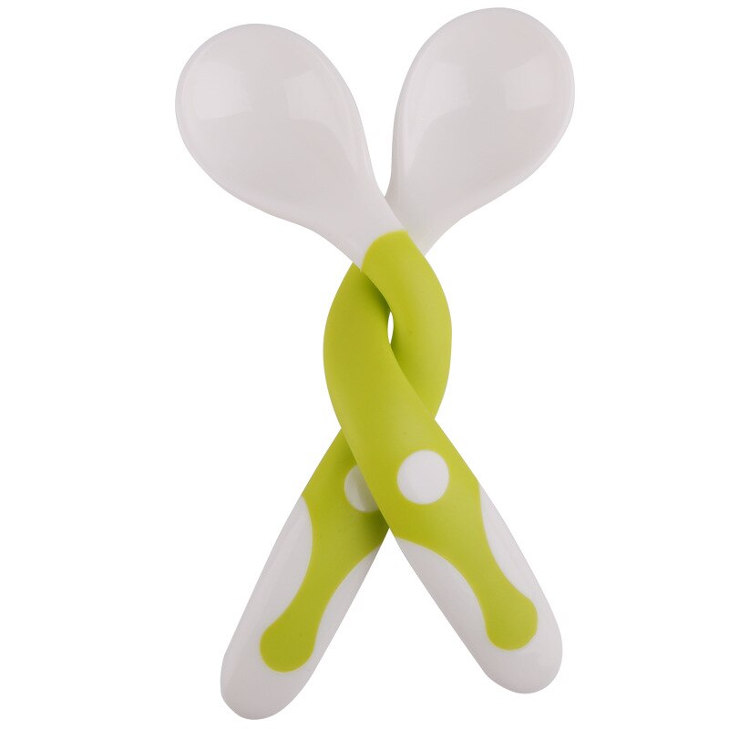 Ensemble de vaisselle pour enfants, cuillère et fourchette incurvées, cuillère à manger pour bébé, cuillère tordue, ensemble de couteaux d&#39;exercice: 2