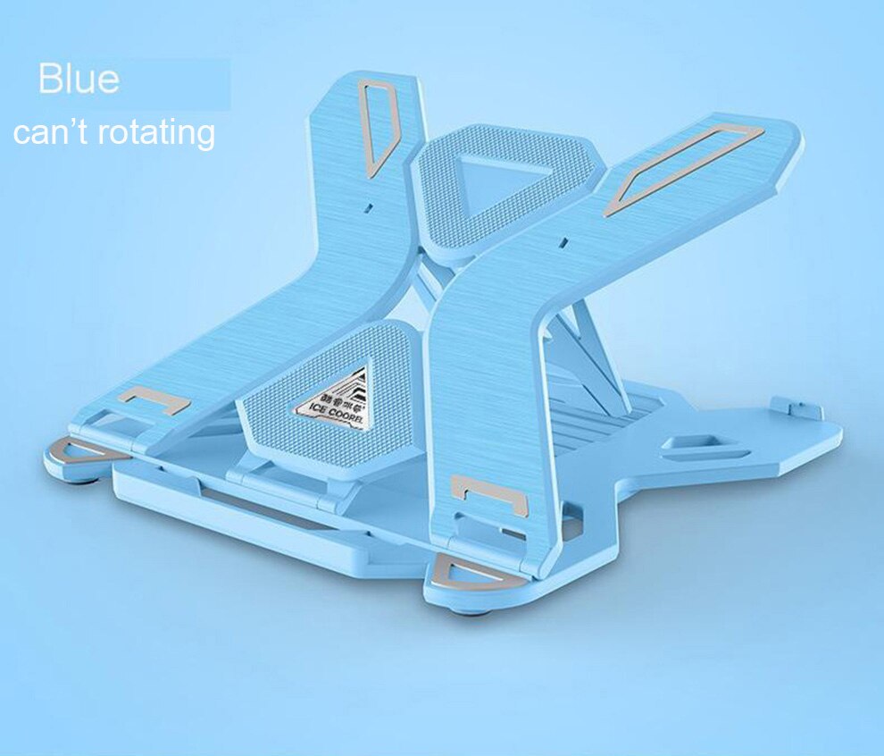 Seenda Folding Laptop Stand 360 Degree Rotating Ergonomic Notebook Stand Desktop Cooling Pad Bracket With Phone Stand: blue no rotating