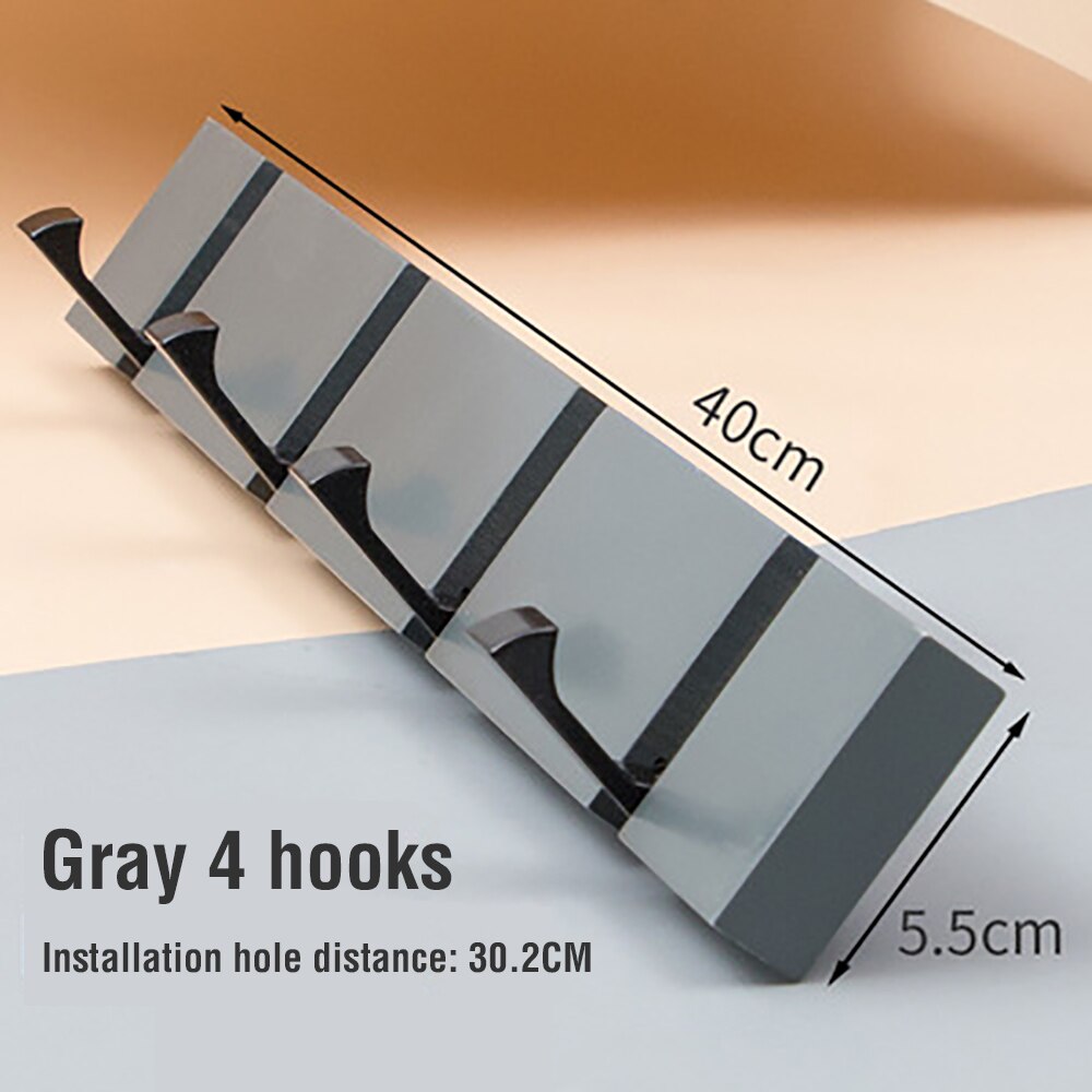 Gancho invisible para colgar en la pared, colgador de estilo nórdico para ropa, libre de perforaciones, estante de pared, 2/3/4: gray 4 hooks