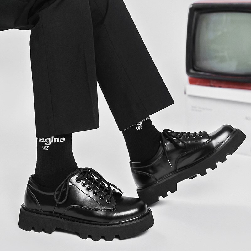 IEFB-zapatos británicos de piel sintética para hombre, calzado informal con suela gruesa, estilo coreano, 9A0566