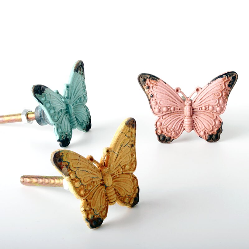 Mediterranen Stil Einzigen See Schmetterling Griff retro Kleiderschrank Katze Schwanz Doppel See Griff und Knopf Schublade Zauberstab Montiert Knopf