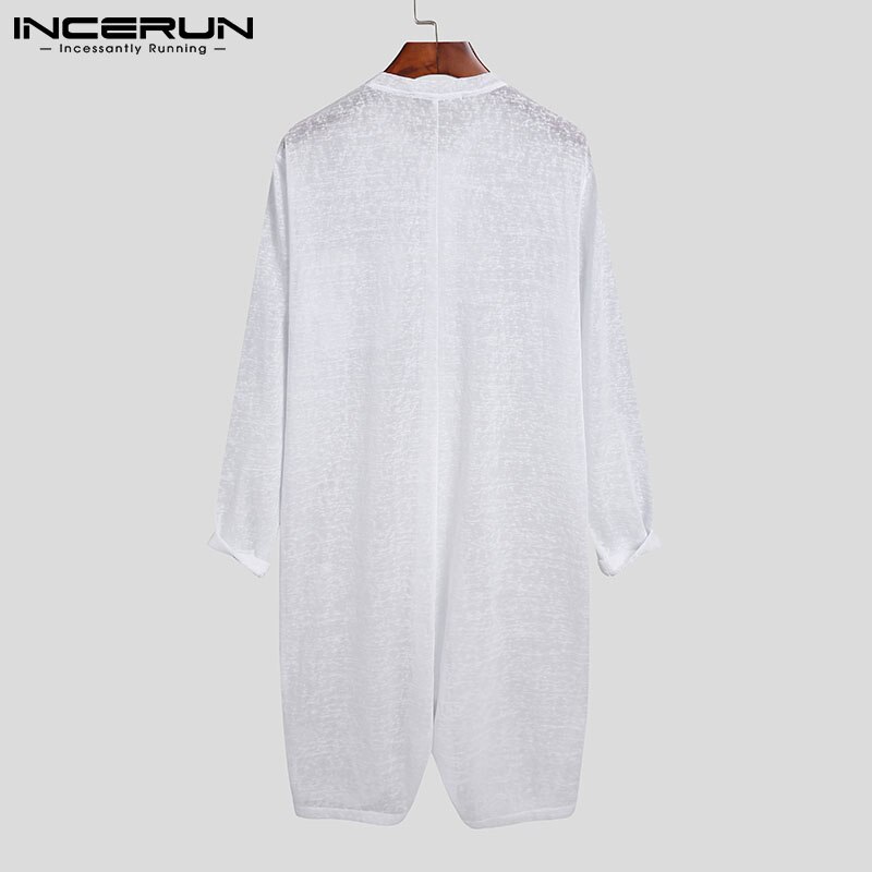 Macacão masculino de manga longa, pijama de cor sólida, macacão botão, roupa de casa confortável, respirável, macacão fino para homens, roupa de dormir