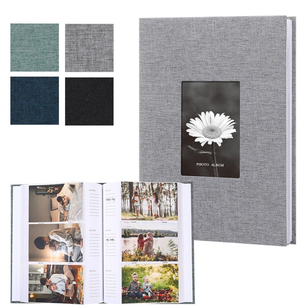 6in Linen Cover Photo Album Interleaf Type 200/300Pics Large Scrapbook Album 100 Pages DIY Memory Book Family Times