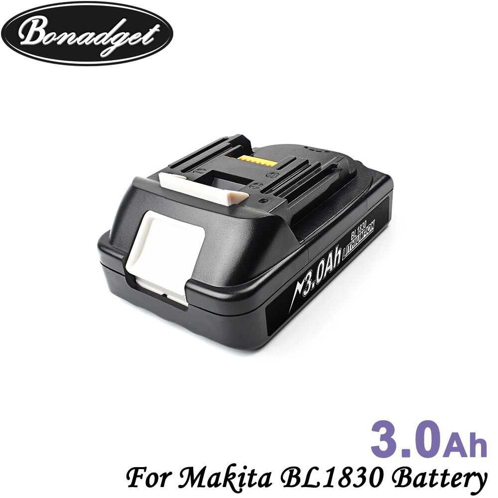 Bonadget 18V 3000mAh Lithium-ion Battery for Makita BL1830 BL1860 BL1840 BL1815 - Replacement Power Tool Battery