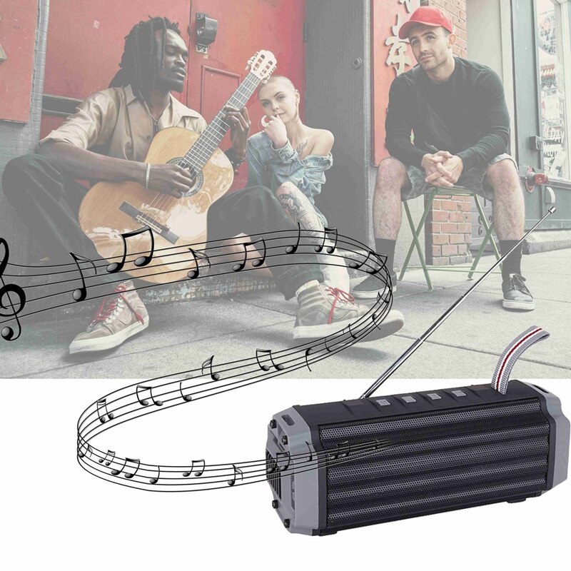 Slc -142 bluetooth-lautsprecher mit antenne, fm-radiokarte, tragbarer audiolautsprecher, kabelloser mini-säulenlautsprecher