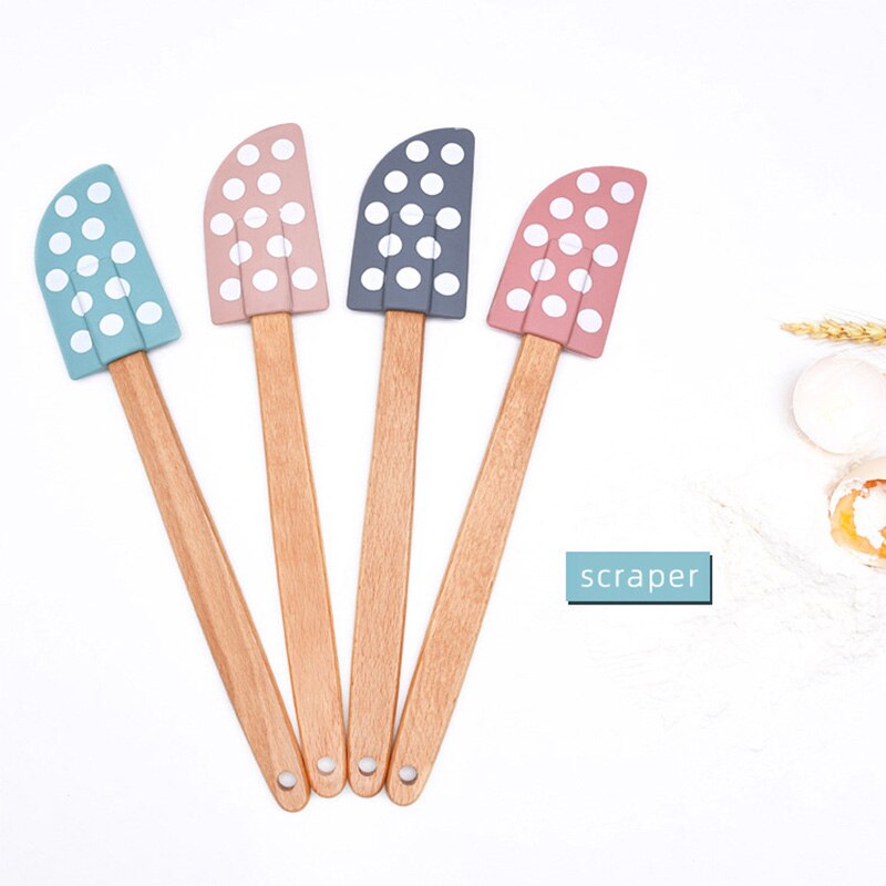 Brosse à huile en Silicone, manche en bois, brosse à huile, outils de cuisson, spatule grattoir à pâtisserie, résistant à la chaleur, crème antiadhésive, couleur aléatoire, 1 pièce: random spatula