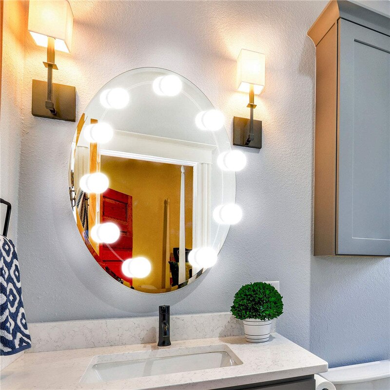 5V Led Make-Up Spiegel Gloeilamp Hollywood Make Vanity Lights Usb Wandlamp 2/6/10/14Pcs Dimbare Kaptafel Spiegel Lamp