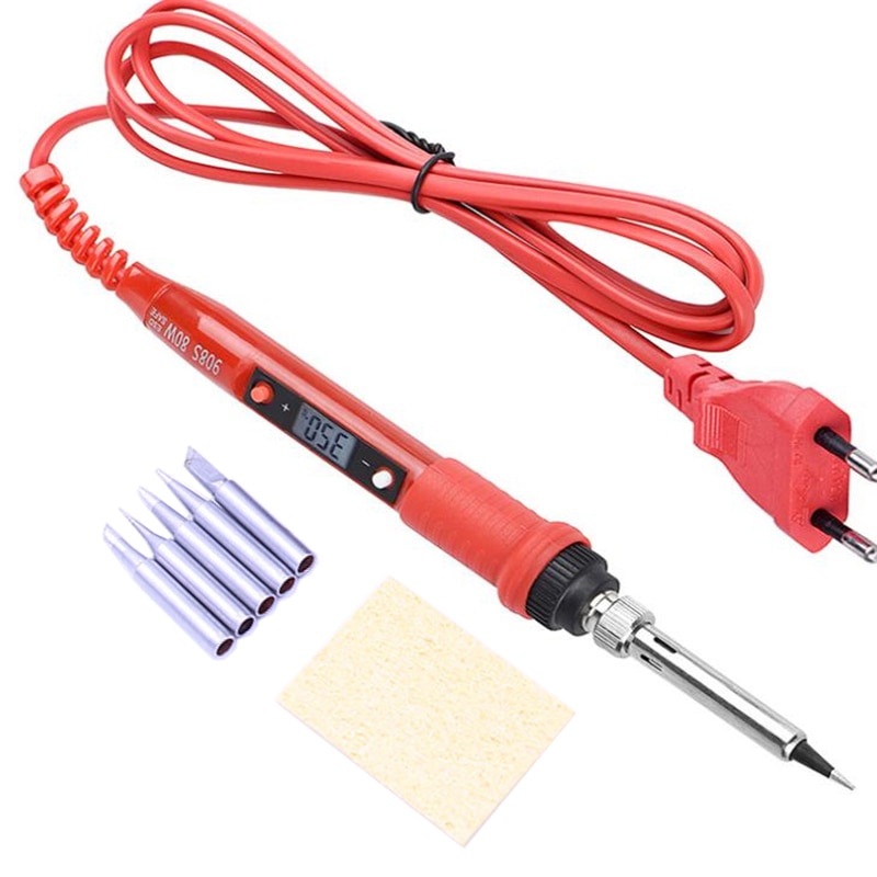 220V EU 80W Soldering Iron LCD Digital Display Temperature Adjustabl Electric Solder Iron Set Welding Rework Station Repair Kit
