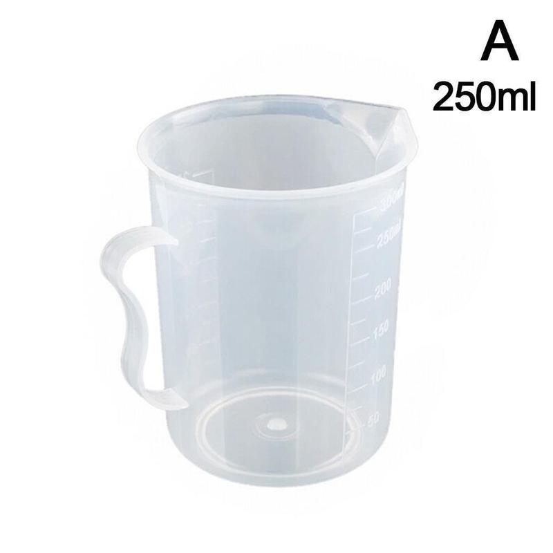 Transparent Plastic Measuring Cup Baking Graduated Beaker Handle Scale Water Container Pouring H0N6: White