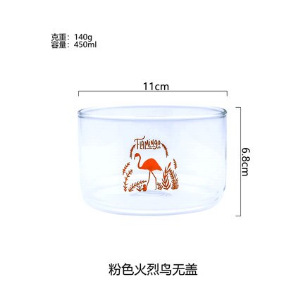 Household Fruit Bowl With Lid Heat-resistant Transparent Soup Bowl Round Cute Glass Bowl: F