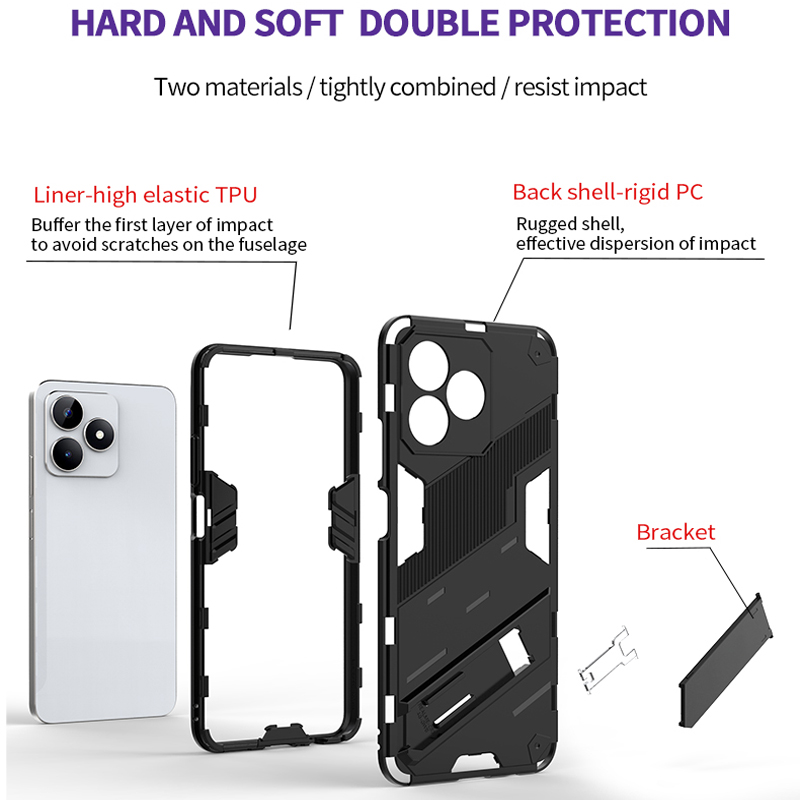Shockproof Case For Realme C51 C53 C55 C61 C63 C65 C67 Note 50 4G Bumper Armor Back Holder Phone Cover for OPPO A79 5G Fundas