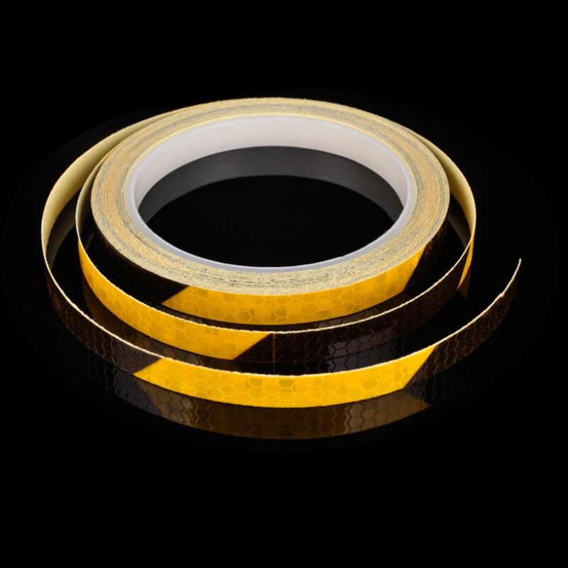 1cmx8m Bike Reflective Stickers Bicycle Adhesive Tape Roadway Safety Wheel Reflective Tape: Black with Orange