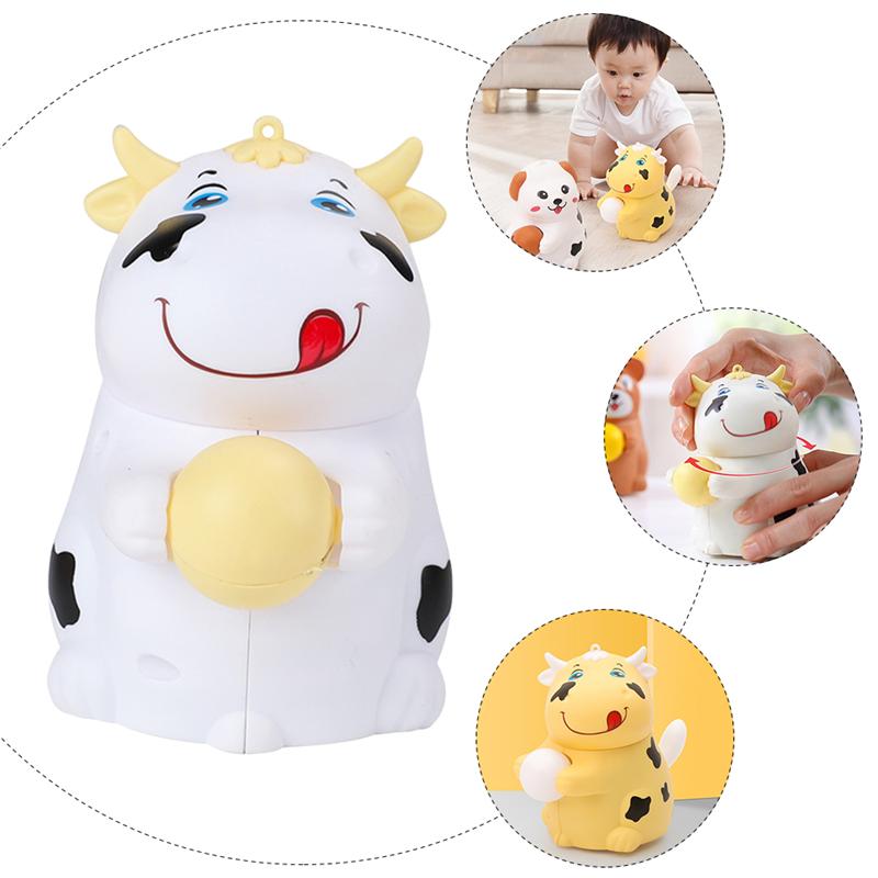 1Pc Electric Cow Toy Tail Wagging Animal Toy Walking Cow Toy Without Battery