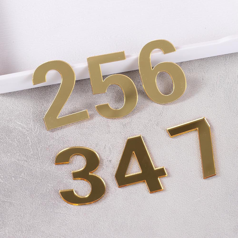 Gold Acrylic Numeral Door Plaque Modern Self-adhesive Door Plate Number Hotel Home Sticker Address House Drawer Sign Label