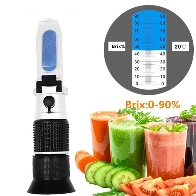 Handheld 0-90% Brix Refractometer for sugar content fruit juice liquids tester accuracy Brix measurement instrument 20% off