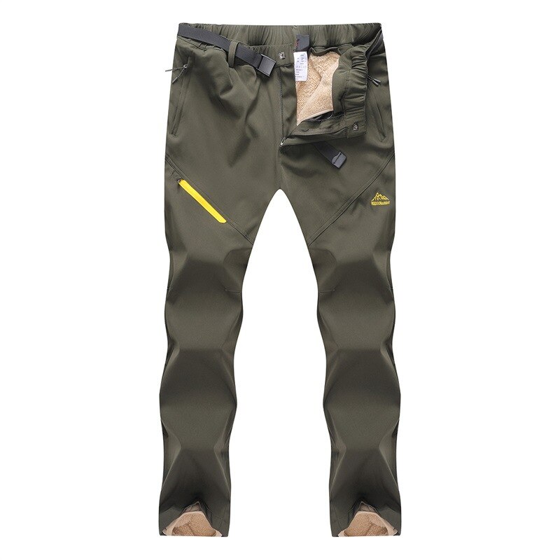 Winter Outdoor Lam Fluwelen Jassen Voor Mannen En Vrouwen Liefhebbers Waterdicht En Winddicht Soft Shell Ski Broek Dikke: ArmyGreen / 4XL