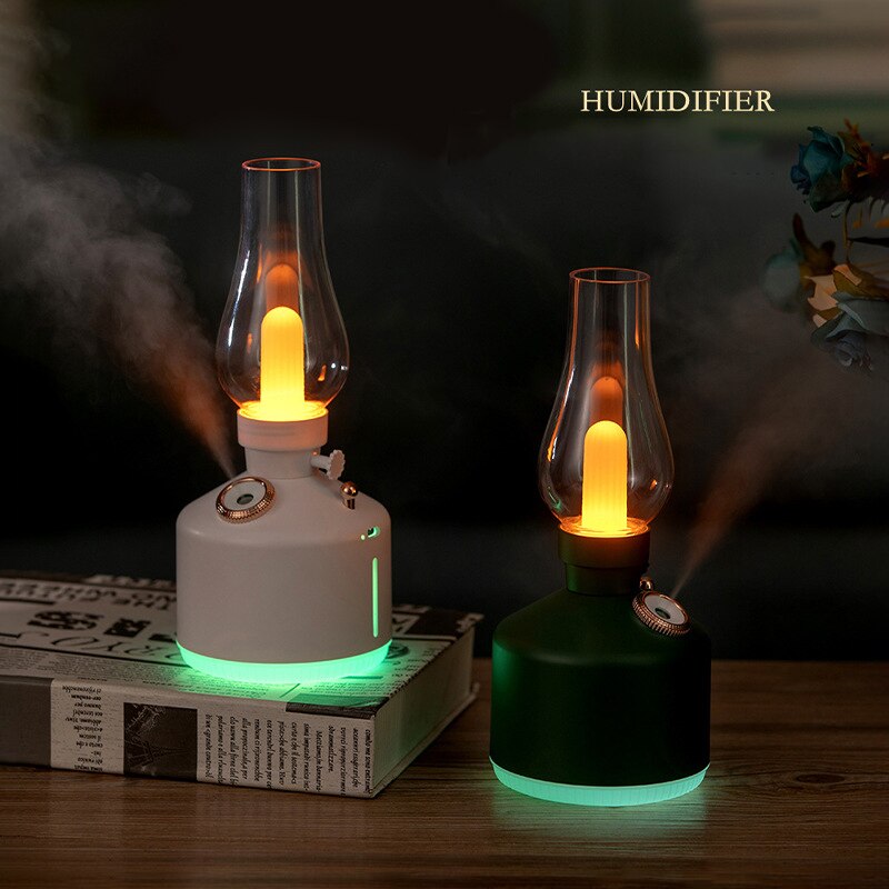 Retro Lamp Luchtbevochtiger Draadloze Aroma Diffuser Oplaadbare Essentiële Olie Humidificador Kleur Lichten Cool Mist Voor