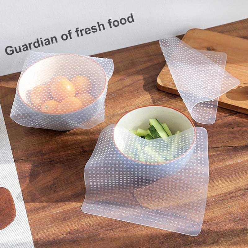 Envoltura de silicona multifuncional para alimentos, envolturas transparentes de silicona reutilizables, cubierta de sellado, estiramiento, mantenimiento fresco, herramientas de cocina, 1 ud.