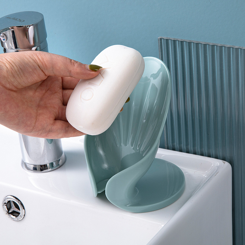 Boîte à Savon en Forme de Feuille avec Écoulement Porte-Savon, Accessoire de Salle de Bain, pour Toilette, Buanderie, Plateau de Support, Gadget, Fourniture de Lessive