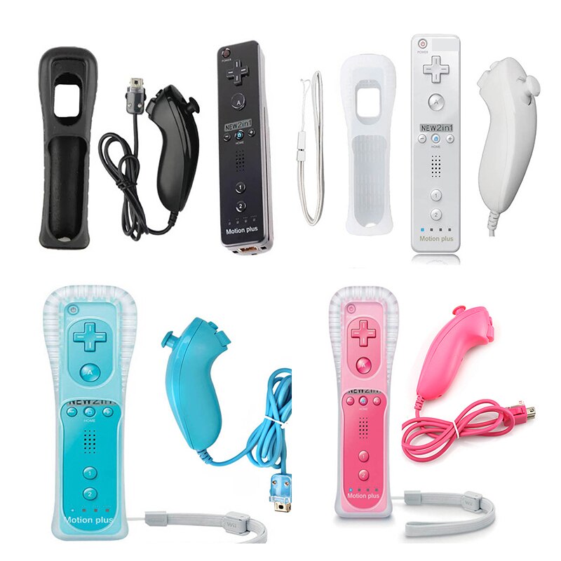 Black Built in Motion Plus Remote Nunchuck Controller + Case for Nintendo for Wii