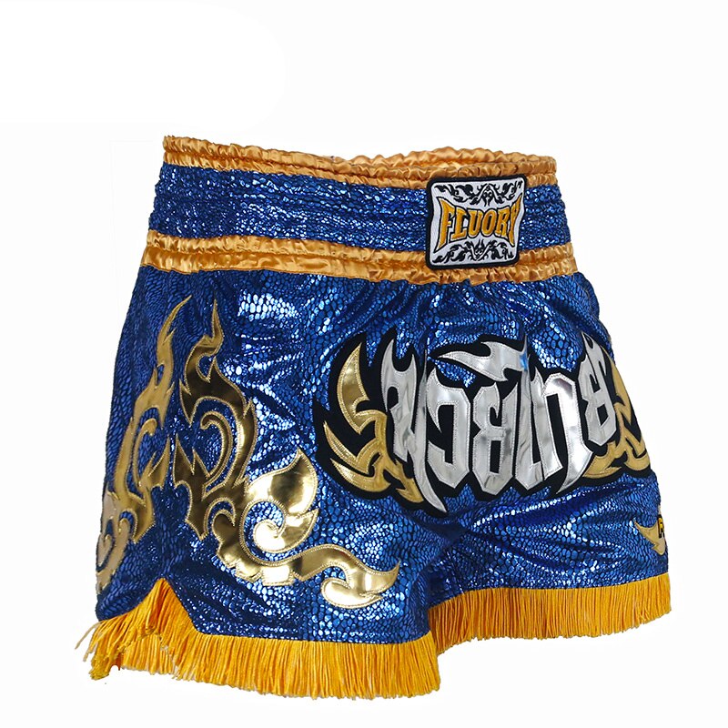 Pantalones cortos de lucha para hombre, bañadores profesionales con borlas 3D, MuayThai, Fluory, kickboxing, MMA