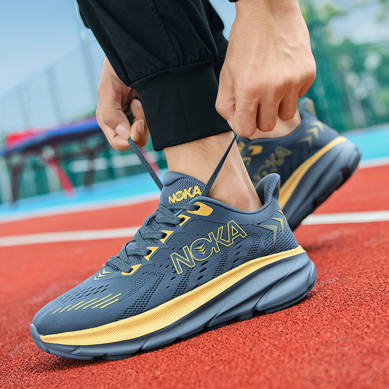 Men's Carbon Plate Air Cushion Running Shoes Breathable Lightweight Marathon Women's Athletic Nonskid Elastic Sports Sneakers