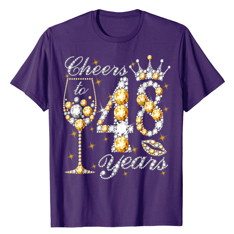 Proost Op 48 Jaar Oud Gelukkig 48th Verjaardag Koningin Drinken Wijn T-shirt Moederdag Vrouw Mama Gezegden Citaat grafische Tee Tops