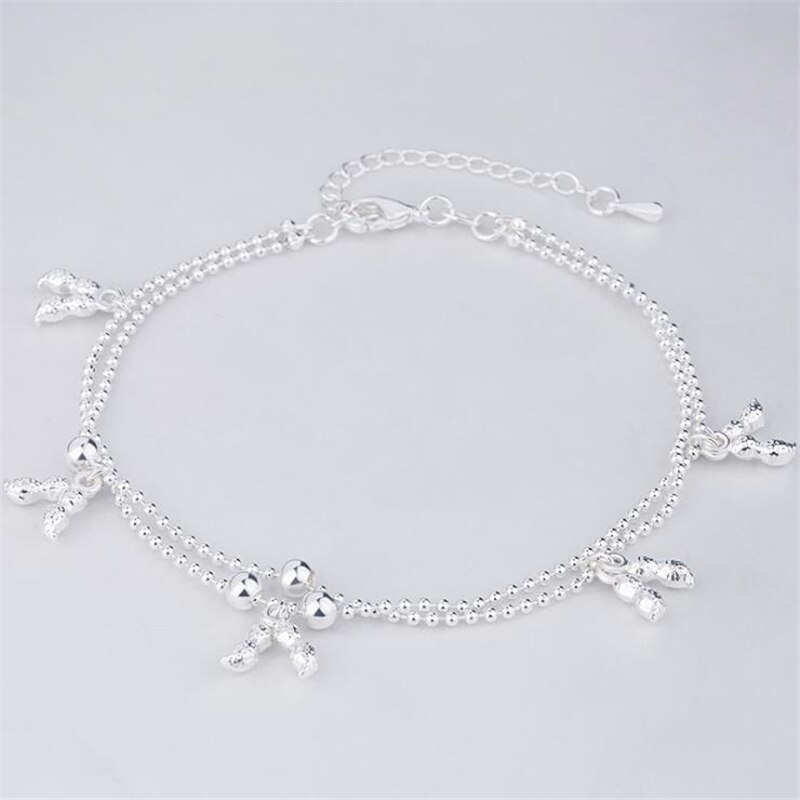 Kofsac Zomer 925 Sterling Zilveren Enkelbanden Voor Vrouwen Leuke Pinda Enkels Chain Armbanden Barefoot Sandal Beach Voet Sieraden