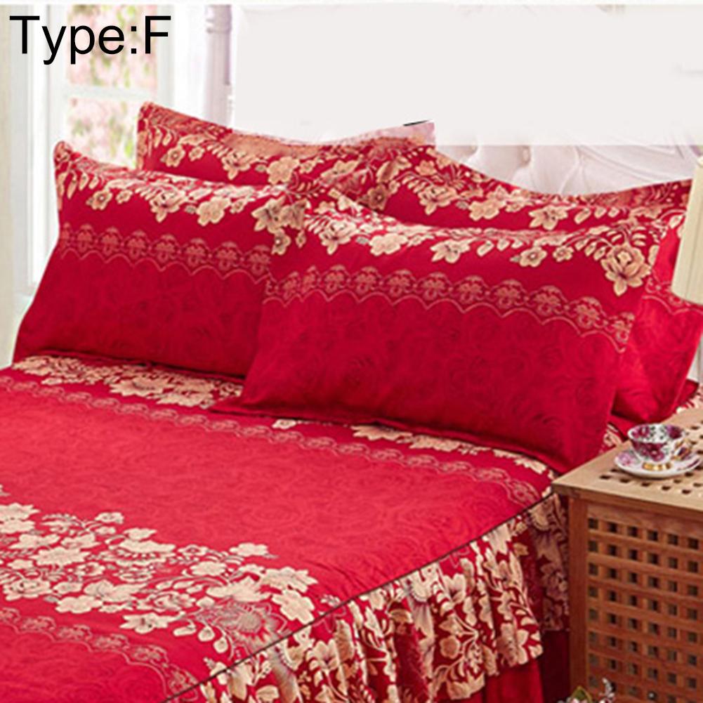 150x200cm Schuren Sprei Queen Bed Cover Verdikte Hoeslaken Enkel Dubbel Bed Stof Ruches: 2 pillowcases F