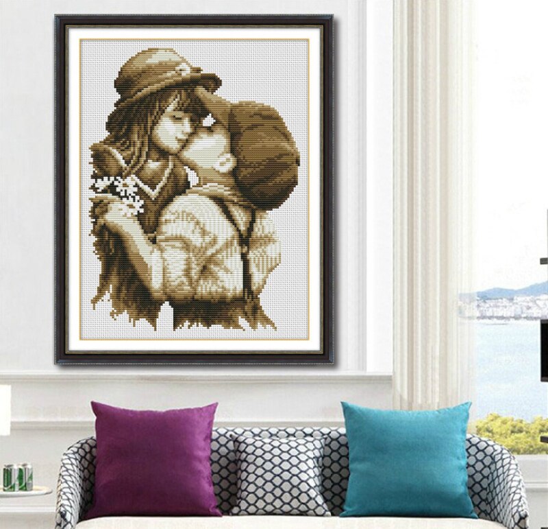 DIY Needlework Cross Stitch Kits Embroidery Needlework Sets First Romantic Kiss Pattern Counted Bead Cross-Stitching