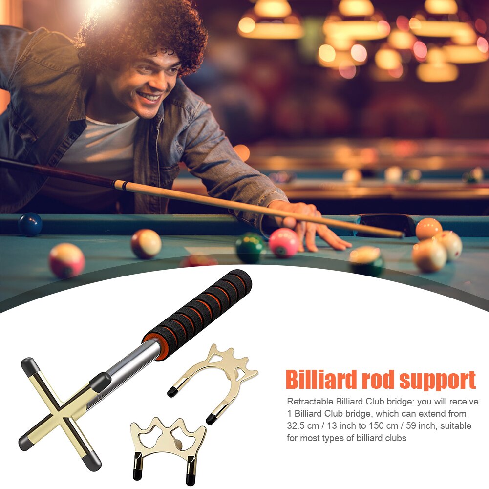 Retractable Billiards Cue Bridge with Replaceable Bridge Head Cross Support Rack Pro Snooker Billiard Accessories