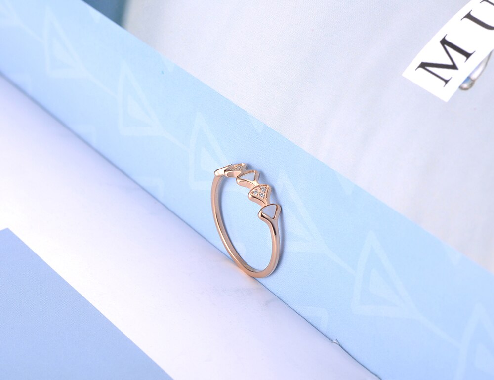 Lokaer titanium roestvrijstalen geometrische schelpring trendy mozaïek cz kristal roségoud trouwringen sieraden voor vrouwen  r19086