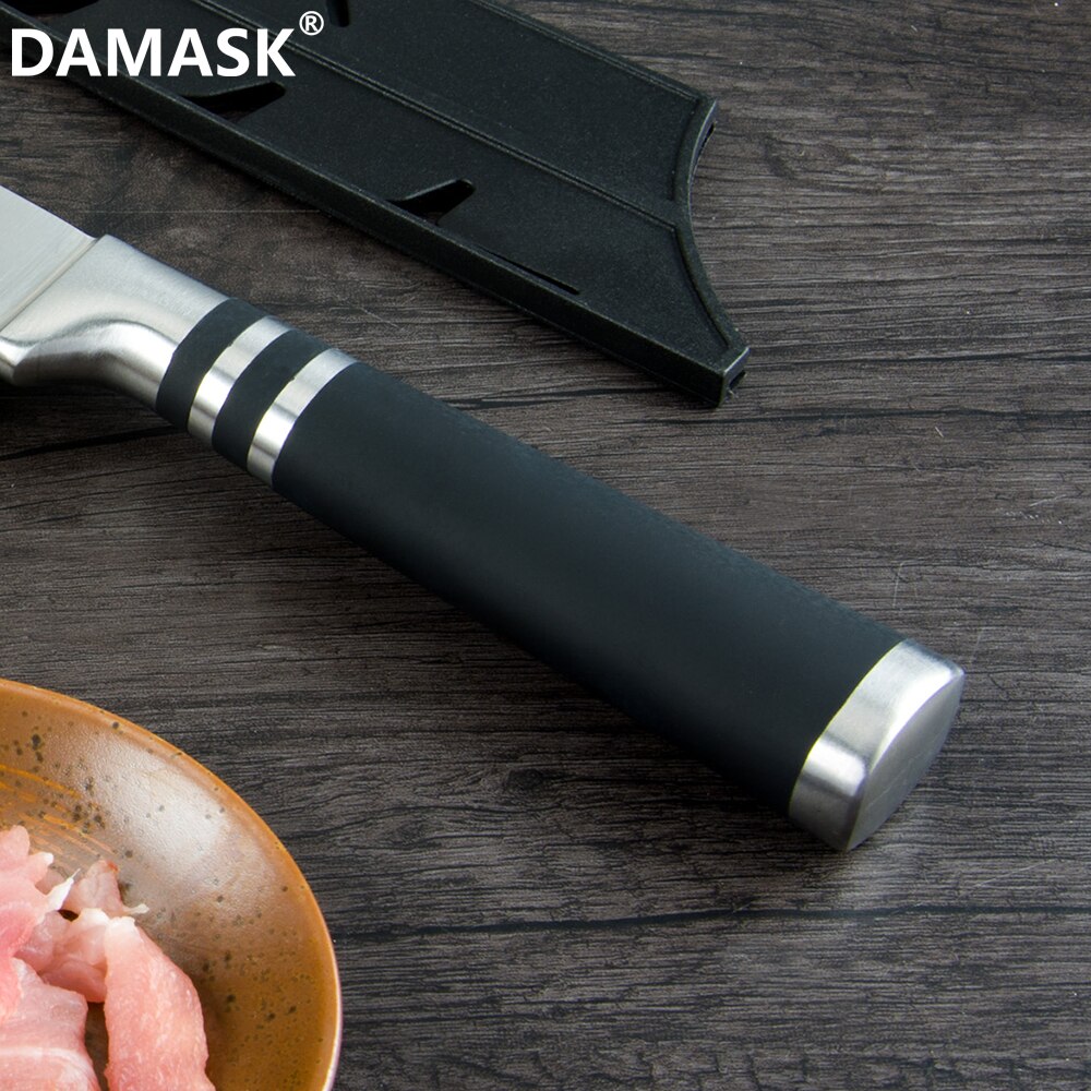 Damask mærke 3 cr 14 rustfrit stål køkkenknive sæt 430 greb knive med gratis knive dæksler