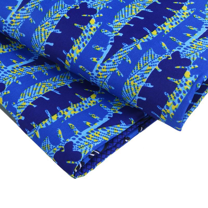Blue Pattern Fabric African Veritable Ankara Nigeria Real Wax Printed 6 Yards