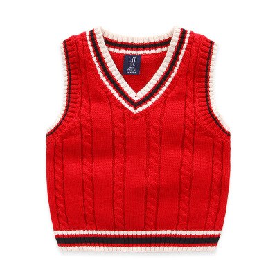 3-8y Baby Kinderkleding Trui Vest Roupas Infantis Winter College Stijl V-hals Jongens Kleding Meisjes Gebreide Vest Vesten: Rood / 3T