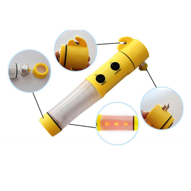 4 in 1 Auto Veiligheid Escape Glas Window Breaker Noodhamer Seat Belt Cutter Tool Zaklamp Sterke Magnetische Auto Accessoires