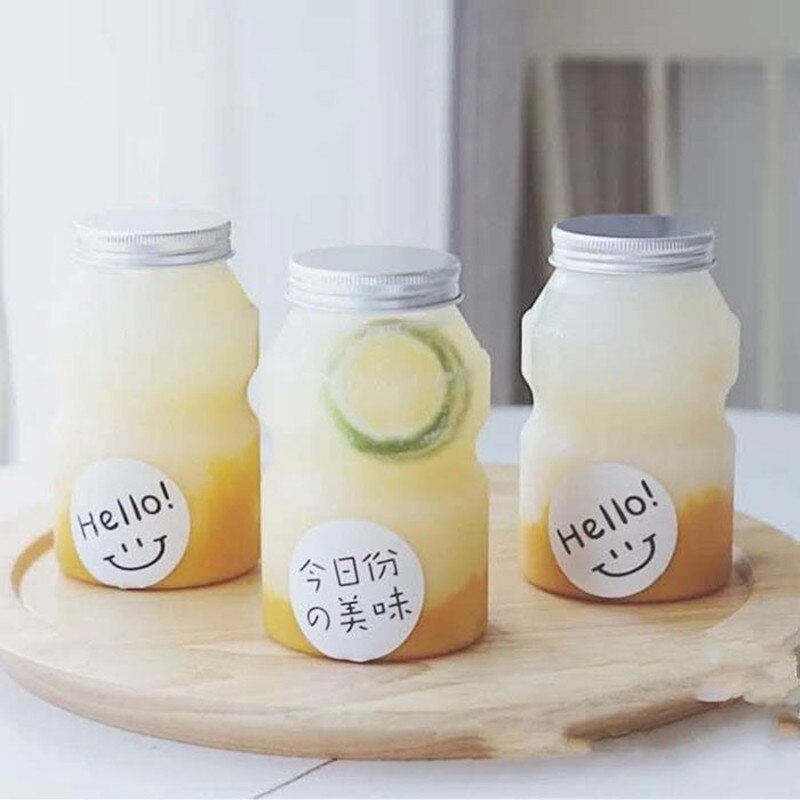 10pcs Net red 500ml clear plastic cups bubble tea cup milkshake bottle yogurt bottles diy flower tea packaging cups with lids