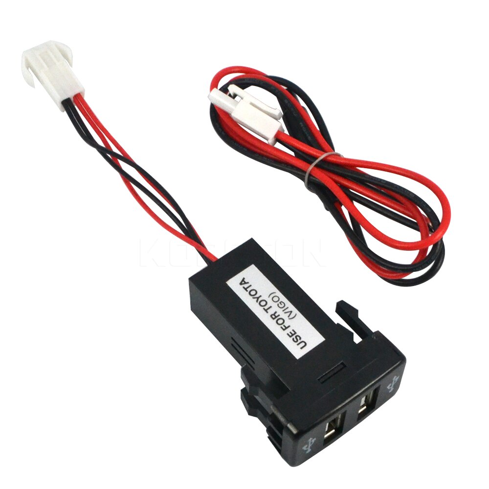 Kebidu caricabatteria per auto USB a doppia porta 12V 2.1A adattatore per caricabatterie per auto PDA DVR + ingresso Audio per alimentatore per telefono cellulare Toyota VIGO