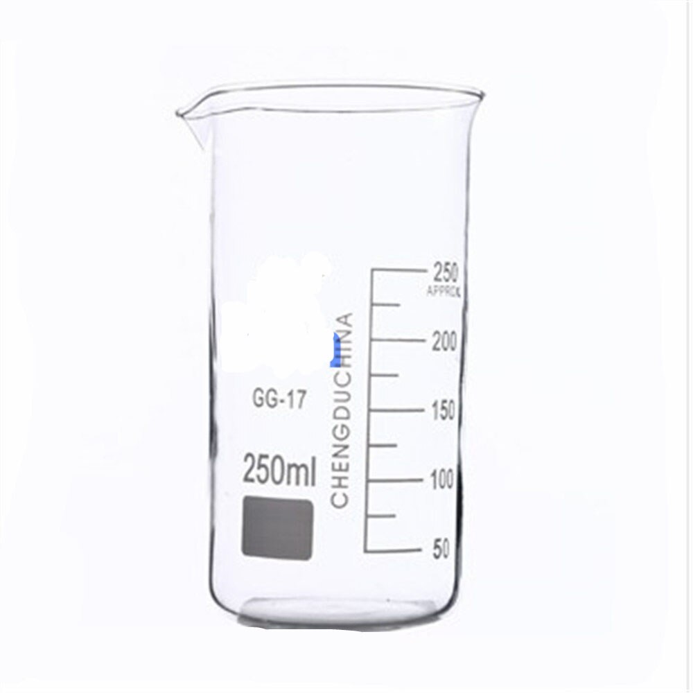 250ml glas bägare hög form kemiska lab glas