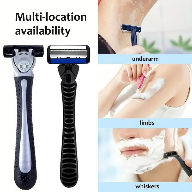 Handmatig scheermes voor mannen, zeslaags mes, roestvrijstalen mesjes, geen huidbeschadiging, ouderwetse mesjes, scheerkoppen