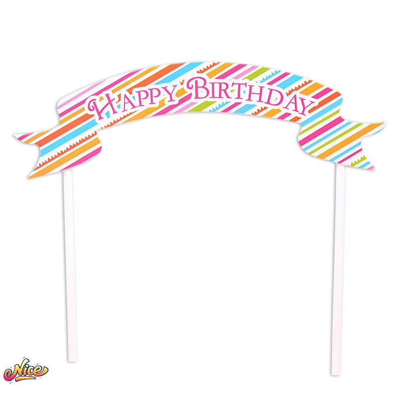 5 unids/lote Topper para tarta de feliz cumpleaños decoración signo Topper de la torta de cumpleaños insertar chica sirena cumpleaños postre Decoración: Rainbow