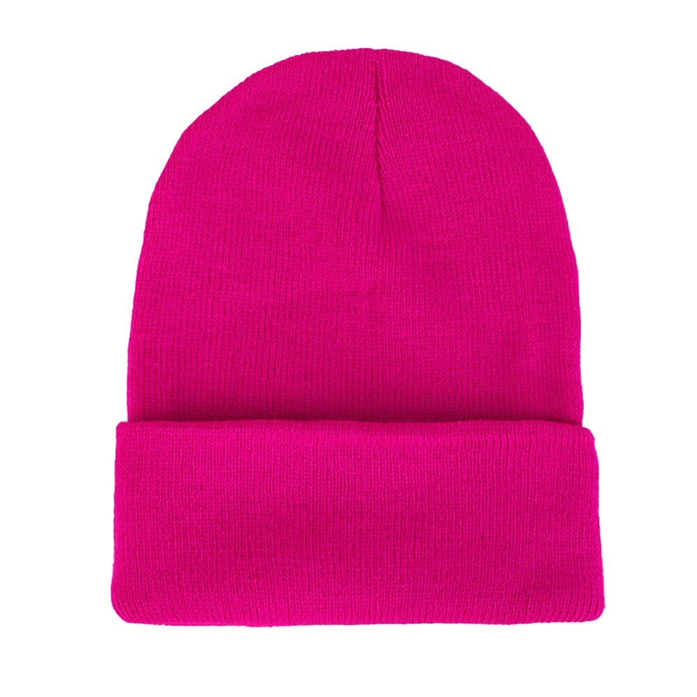 Wollen muts herfst winter unisex wollen muts zachte gebreide muts schedel mutsen warme effen kleur skimuts: Rozenrood