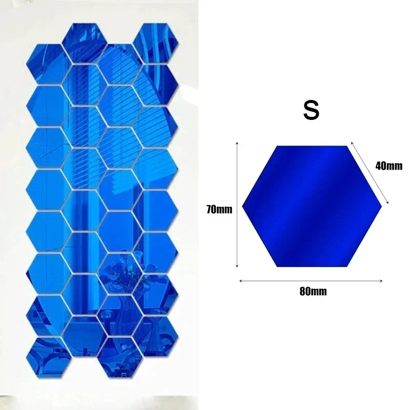 Pegatinas de pared de espejo acrílico hexagonales autoadhesivas, pegatinas de decoración de espejo autoadhesivas DIY, pegatinas de decoración de pared de habitación y dormitorio: XS / BLANCO