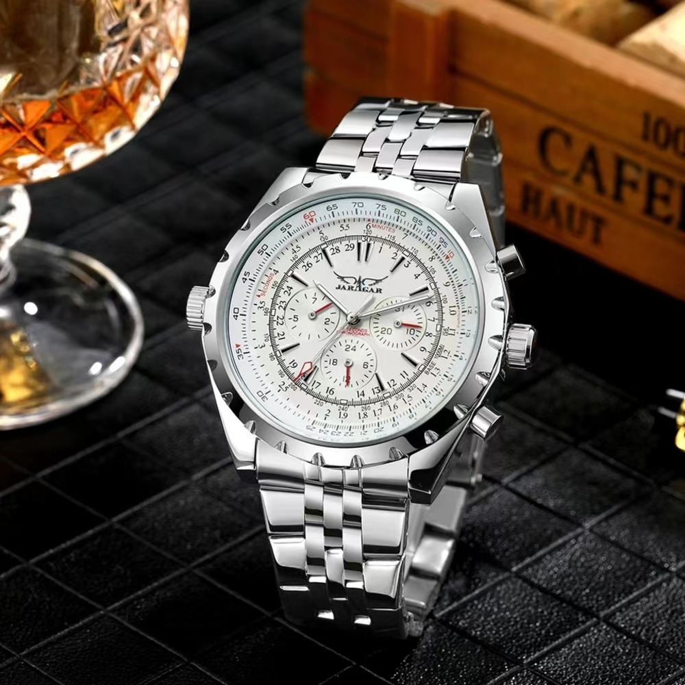 JARAGAR Mechanische Uhr Für Männer Luxus Uhr Große Zifferblatt Kalender Woche Display Leuchtende Edelstahl Männer Uhr Reloj Hombre