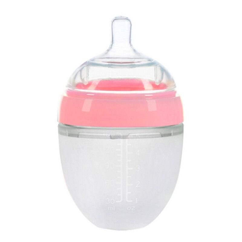 Biberón de silicona antiflatulencia para bebé recién nacido, botella de 4 estilos de gran calibre con asa, suministros para bebé, herramientas de alimentación para leche: 150ML-P-No handle