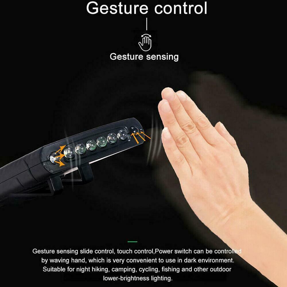 Bärbar 6 led usb uppladdningsbar klämma på hattsensor roterbar pannlampa vattentät  ip64 strålkastare utomhus stark ficklampa