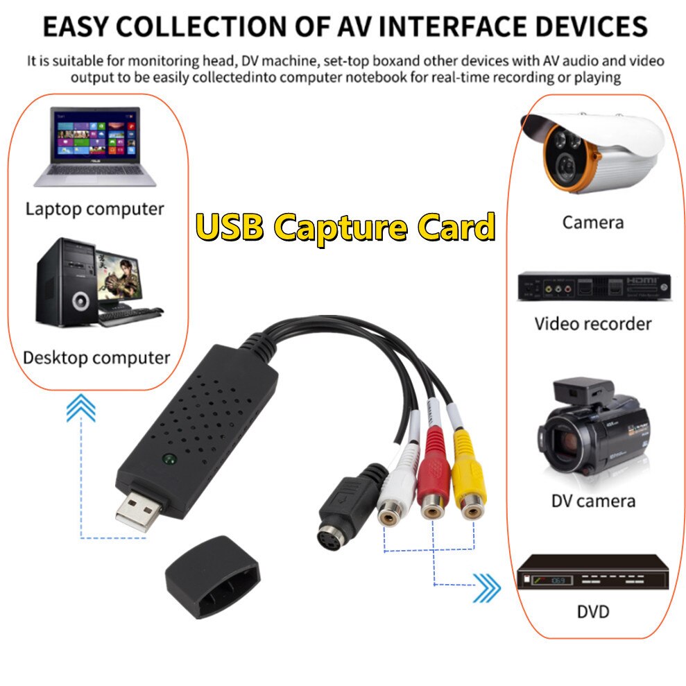 Vhs Naar Digitale Converter Usb 2.0 Video Converter Audio Capture Kaart Vhs Doos Vhs Videorecorder Tv Naar Digitaal Converter Ondersteuning win 7/8/10